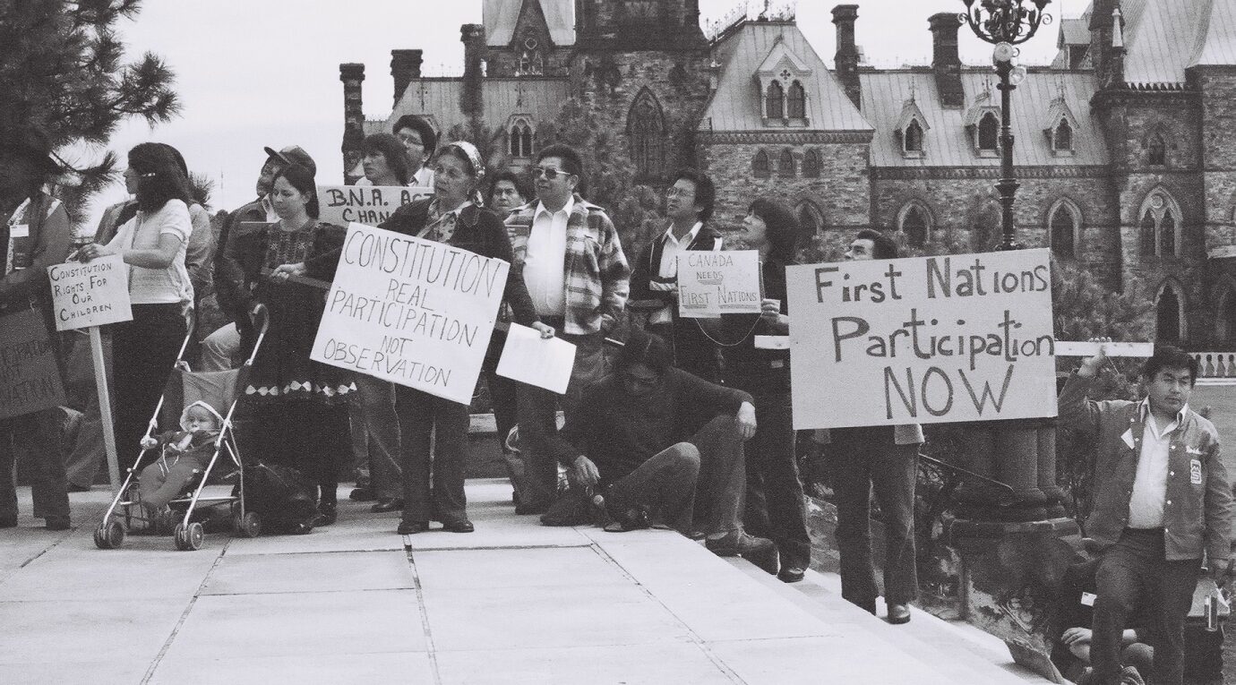 First Nations people protesting at Ottawa Parliament Building - UBCIC