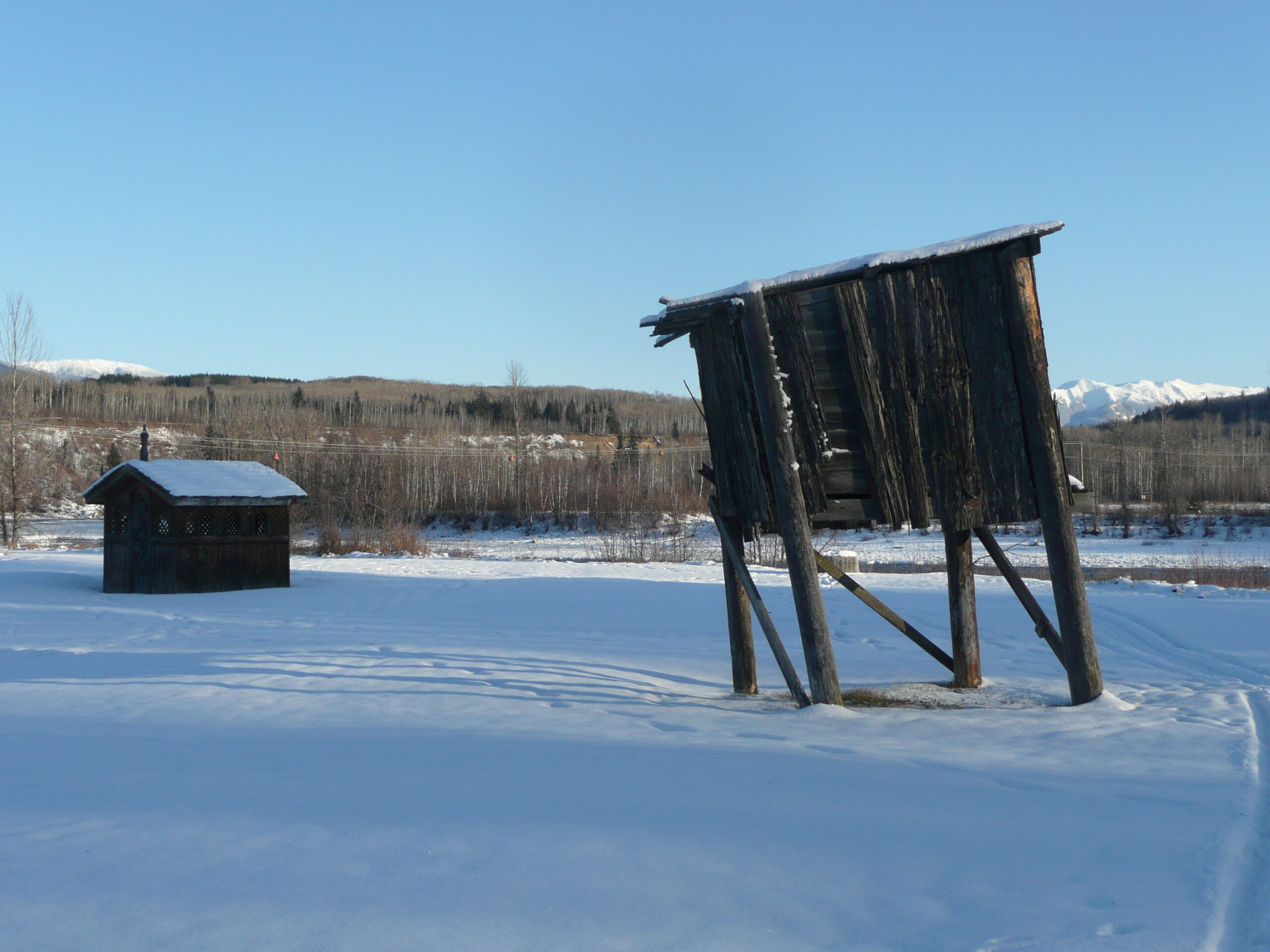 Wooden structures in the snow (Hazelton)