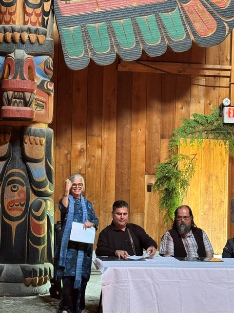 Brenda Gaertner celebrates signing of Mia-yaltwa Ha’lidzogm hoon.